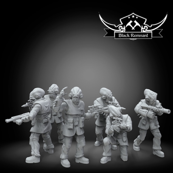 Fish Fleet Troopers Set of 6 | 35mm | SW Legions | DnD Miniatures  | Tabletop Miniature | Sci-Fi | SW Miniatures