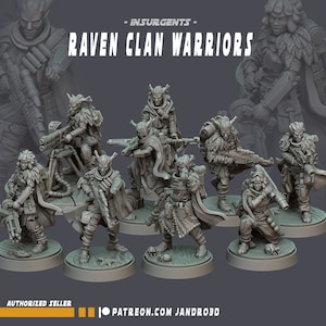 Raven Clan Warriors - Set of 9 | 35mm | SW Legions | DnD Miniatures  | Tabletop Miniature | Sci-Fi | SW Miniatures