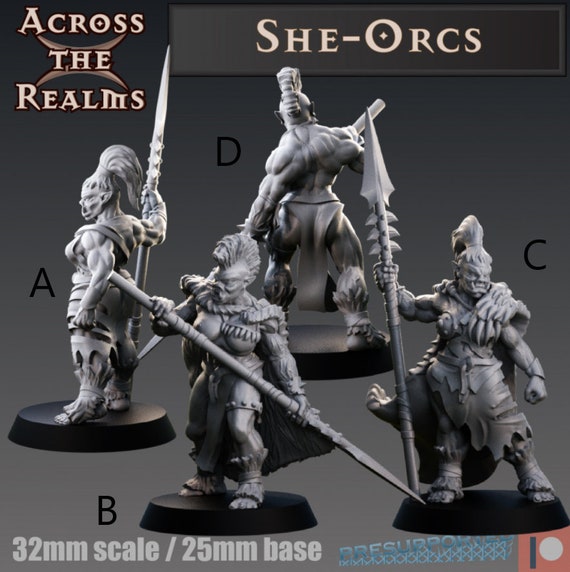 She-Orcs | DnD Miniatures | Tabletop Miniature | Across the Realms