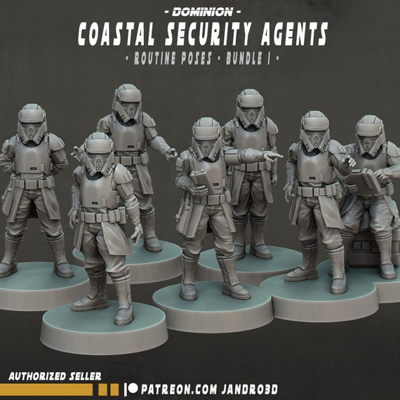 Coastal Security Agents - Routine Poses - Set of 7 | 35mm | SW Legions | DnD Miniatures | Shatterpoint | Sci-Fi | SW Miniatures