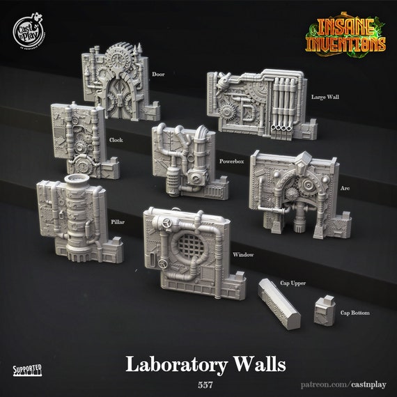Laboratory Walls - Interlocking Design | DnD Miniatures | Fantasy | RPG's | Tabletop Miniatures
