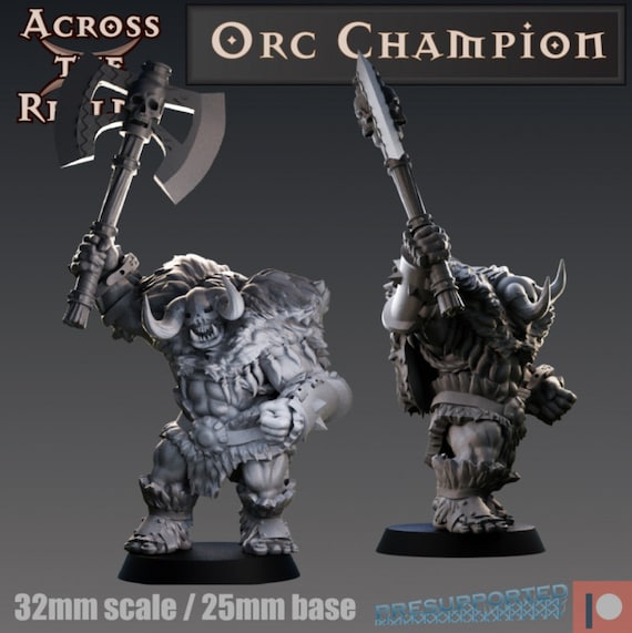 Orc Champion | DnD Miniatures | Tabletop Miniature | Across the Realms