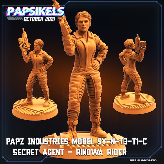 PAPZ Industries Model SY-N-T3-T1-C Secret Agent - Rinowa Rider  | Tabletop Miniature | Sci-Fi | Cyberpunk