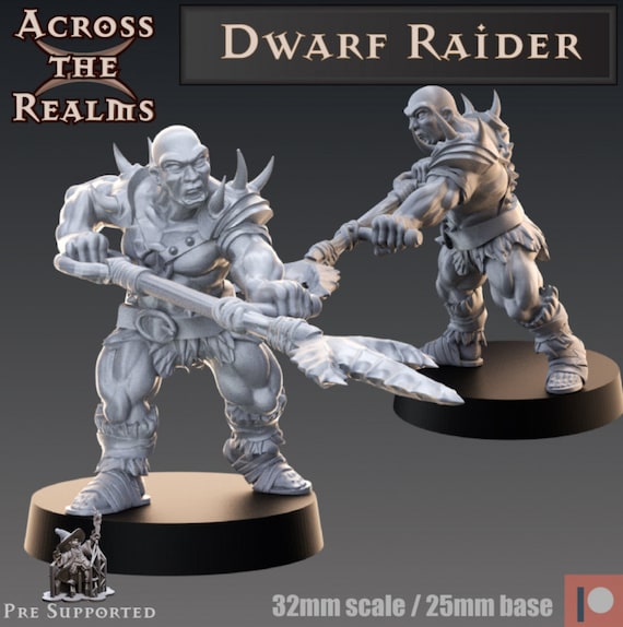 Dwarf Raider | Across the Realms | DnD Miniatures | 3d Printed Miniatures