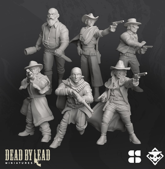 Dead by Lead Six Shooters - Set of 6 | 35mm | DnD Miniatures  | Tabletop Miniature | Western | Cowboys