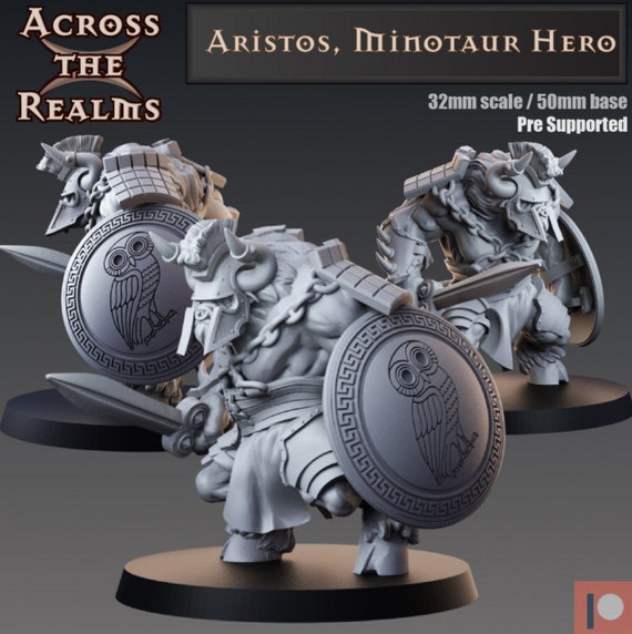 Aristos Minotaur Hero | DnD Miniatures | Tabletop Miniature | Across the Realms