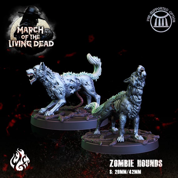 Living Dead - Zombie Hounds | DnD Miniatures  | Tabletop Miniature | Fantasy | 32mm