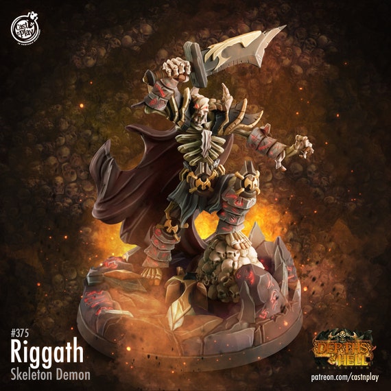 Riggath - Skeleton Demon from the Depths of Hell Collection | D&D Miniatures | 3d Miniatures | Cast N Play