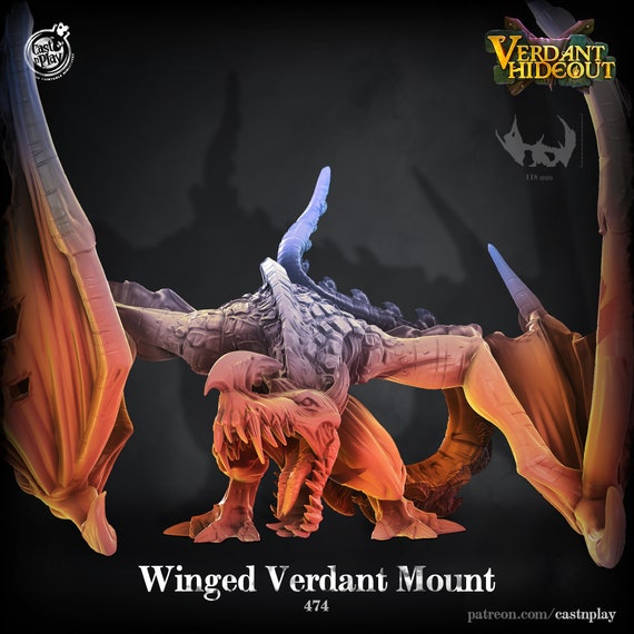 Winged Verdant Mount Dungeons and Dragons Tabletop Gaming Miniatures