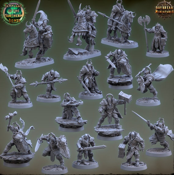 Templars of the Northern Lights 16 Piece Complete Set | DnD Miniatures  | Tabletop Miniature | Templars Knights | 32mm