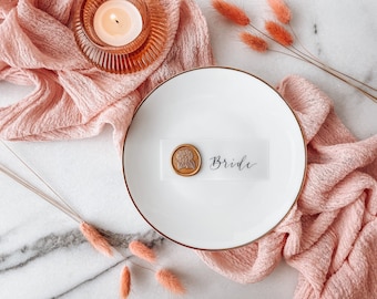 Custom Calligraphy Vellum Place Cards with Wax Seal