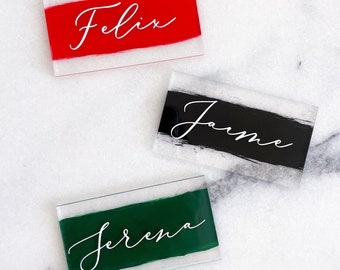Personalized Acrylic Place Cards, Painted Clear Name Cards, Wedding Event Decor