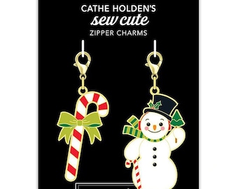 Zipper Pulls by Cathe Holden | Frosty and Candy Cane