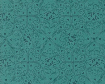 Legendary Love | Valentine Damask Hearts Teal
