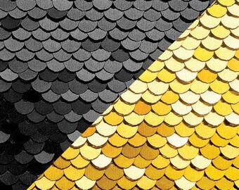Black and Gold Sequin Fabric 25" x 19"