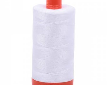 50wt Aurifil White Mako 100% Cotton Thread | 1422yds