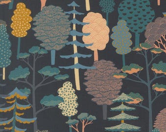 Feather and Forest Bloom | Forest Trees Midnight