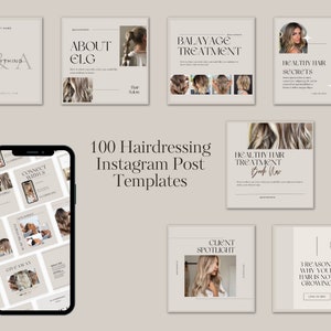 100 Hairdressing Instagram Post Templates, Hairstylist Hairdresser Engagement Minimal Posts Beige Creme Neutral Social Media Posts, Canva