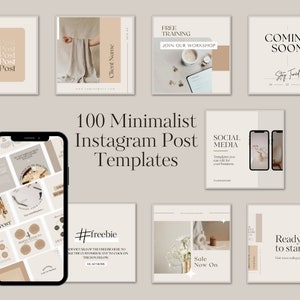 100 Instagram Post Templates, Engagement Minimalist Beige Cream Neutral Design Social Media Posts, Canva