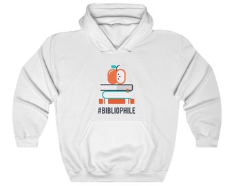 Bibliophile Hoodie for book lovers in white, Bibliophile Hoodie for book lovers in gray
