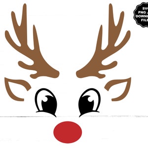 Rudolph renna faccia corna SVG, ragazzo faccia di renna, buon Natale, corna bambino cervo, clipart faccia di renna, sublimazione faccia di renna