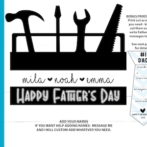 DAD SVG, Papá Agregar Nombres SVG, Herramientas de Caja de Herramientas para Papá, Día del Padre svg, Feliz Día del Padre, Cricut, Transferencia de camiseta, Sublimación, Impresión, Regalo de papá