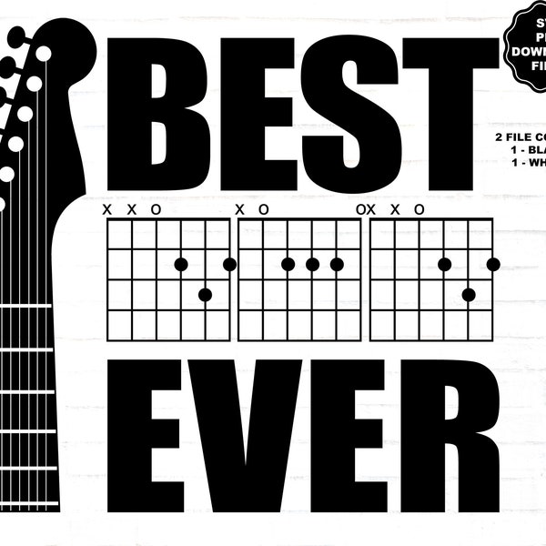 Best Dad Ever SVG, Dad Guitar Chords, Musician Guitarist Dad Father Music Guitar Headstock Neck T-Shirt Sublimation Decal