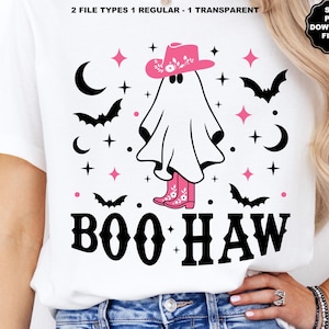 Boo Haw Ghost SVG Cowboy Hat Boots, Ghost Sheet Halloween T-shirt, Halloween SVG, Ghost Clipart, Boo Haw Ghost T-shirt, Sublimazione, Cricut