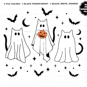 Chat fantôme SVG, SVG fantôme, chat fantôme SVG, clipart chat fantôme, chat d'Halloween, clipart Halloween, chat fantôme T-shirt Halloween Svg Halloween Png