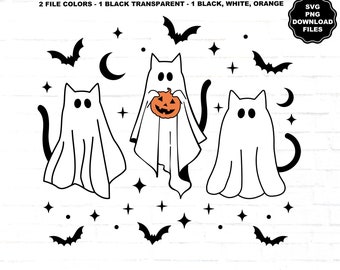 Gato fantasma SVG, Fantasma SVG, Gato fantasma SVG, Clipart de gato fantasma, Gato de Halloween, Clipart de Halloween, Camiseta de gato fantasma Halloween Svg Halloween Png