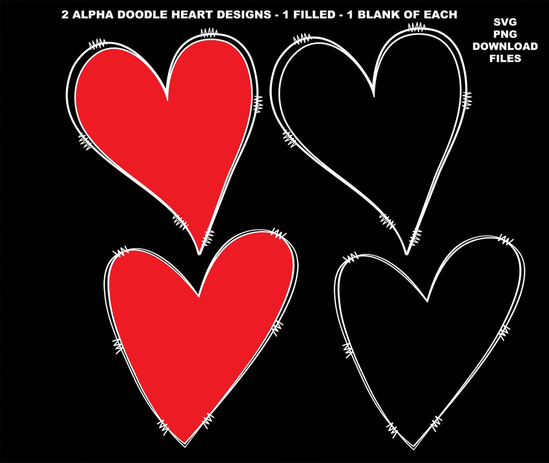Heart Alpha Doodle SVG, Heart Doodle Svg, Valentine Heart Doodle SVG
