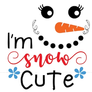 Ik ben sneeuw schattig sneeuwpop gezicht SVG PNG, wortel neus sneeuwvlokken, meisje sneeuwpop gezicht, Kerstmis SVG, sublimatie, Cricut, silhouet, T-shirt sticker