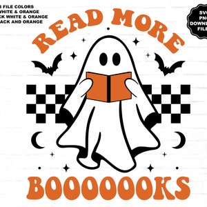 En savoir plus Livres fantômes SVG, SVG fantôme, feuille fantôme SVG, clipart livres fantômes, fantôme d'Halloween, autocollants Cricut sublimation T-shirt fantôme