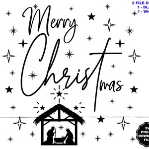 Merry Christmas SVG, Christmas Manger Nativity Baby Jesus Mary Joseph, Christmas T-Shirt SVG, Christian Christmas Sublimation, Cricut, Decal