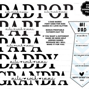 DAD スプリットモノグラム SVG、パパ、ポップ、パパ、パピ、おじいちゃん、お父さん、子供の名前を追加、お父さんの名前、父の日 T シャツ、お父さん SVG、お父さん、父の日