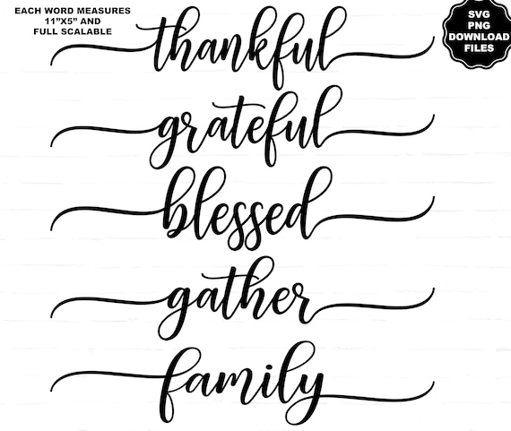Thankful, Grateful, Blessed, Gather, Family, Thanksgiving Table, CNC, Embroidery, Thanksgiving Laser Cut Letters, Thanksgiving Wood Cut