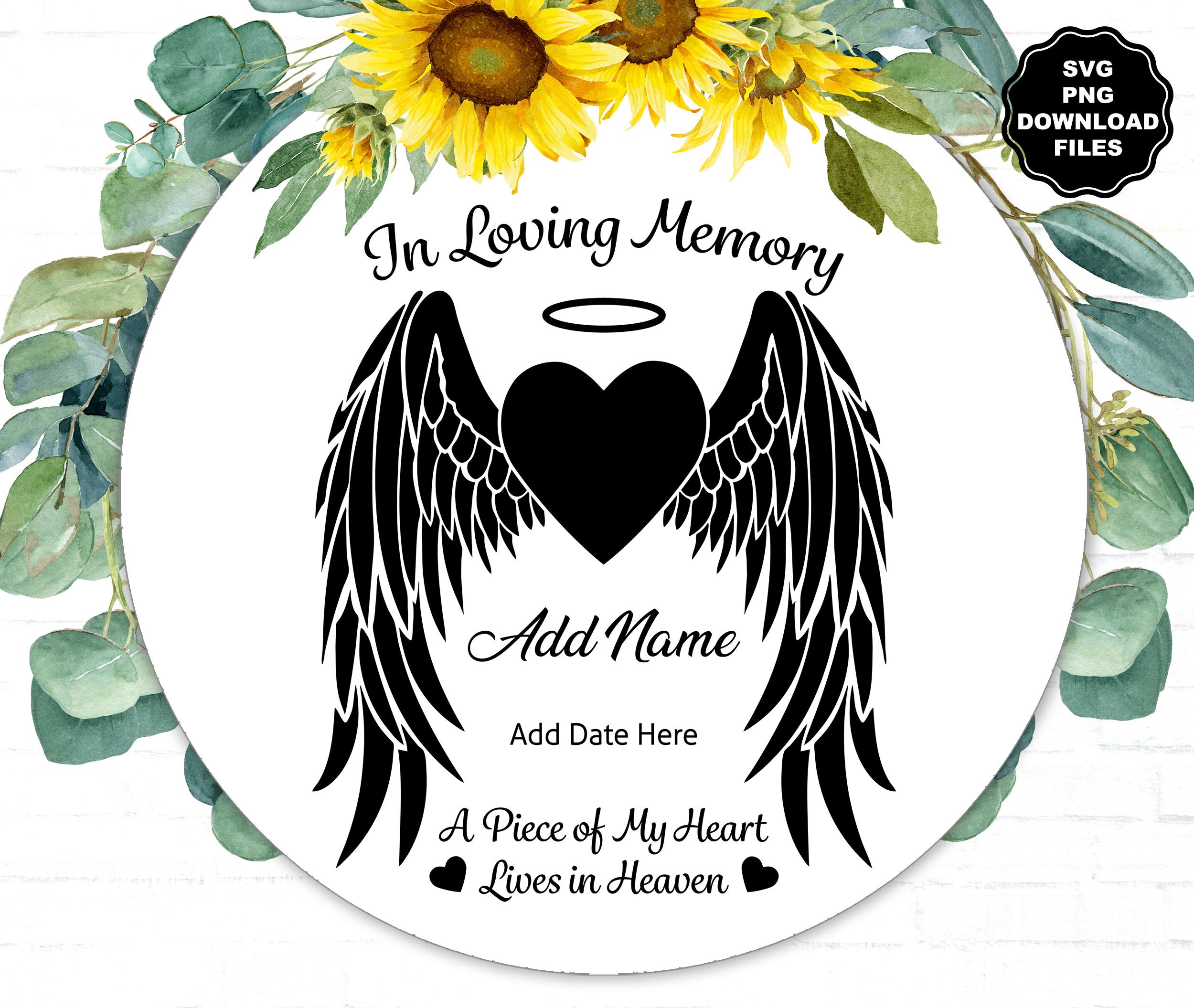 In Loving Memory Angel Wings SVG Angel Wings Heart Halo
