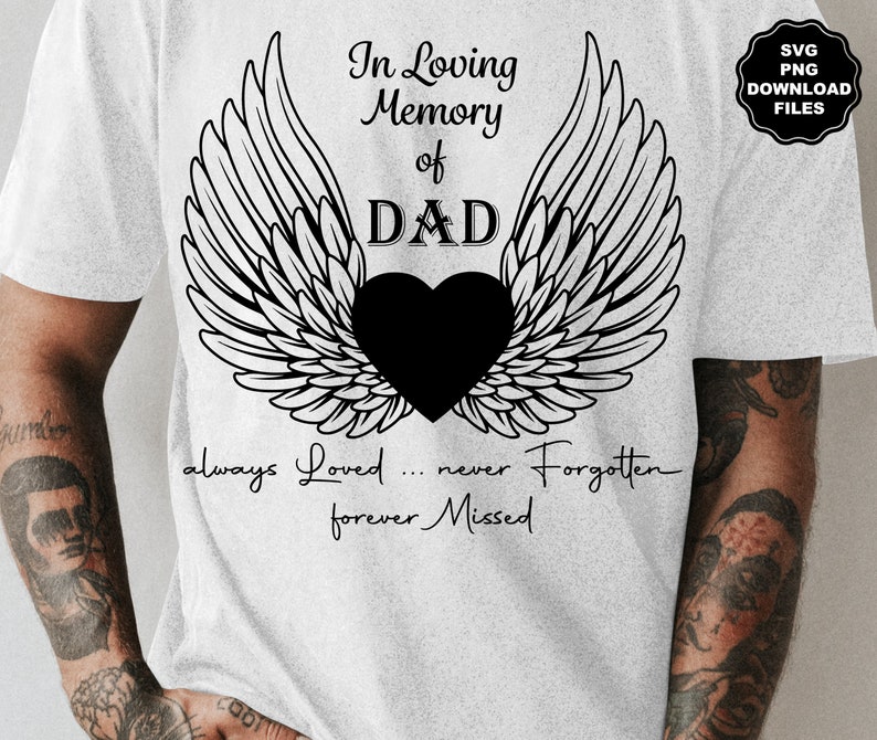 In Loving Memory Angel Wings SVG Dad Angel Wings Heart Add - Etsy