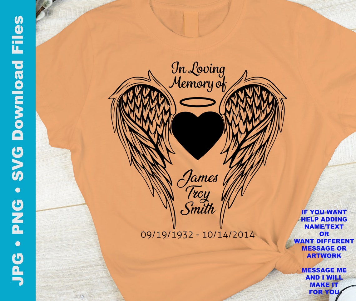 In Loving Memory Angel Wings SVG Add Name W Wings Angel - Etsy