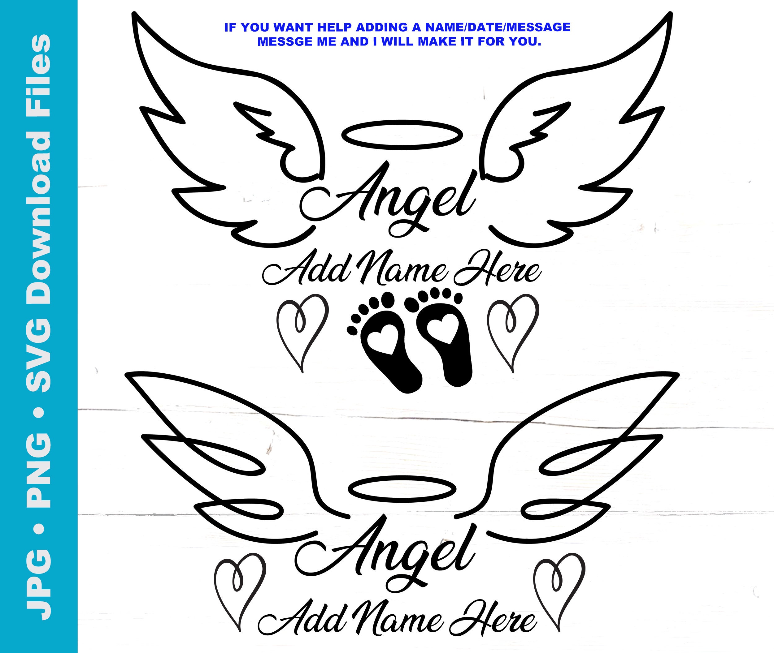 Angel Wings SVG, Angel Letters, Angel Halo, Baby Foot Prints, Child ...