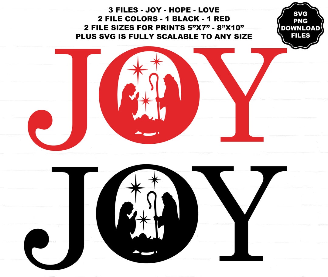 Joy Manger SVG Love Manger SVG Hope Manger SVG Nativity Mary Joseph ...