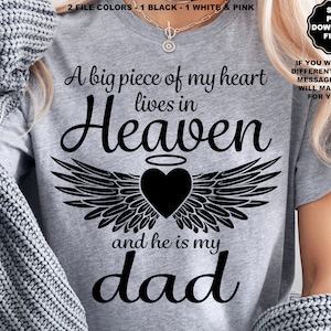 Een groot stuk van mijn hart leeft in de hemel en hij is mijn vader in liefdevolle herinnering Papa engelenvleugels SVG engelenvleugels PNG hart Halo hemel