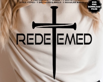 Redeemed By The Cross, 3 Nails 1 Cross, Good Friday, Crucifixtion, Jesus Silhouette, God, Jesus, Family, Faith, Sublimation, Cricut, Decal