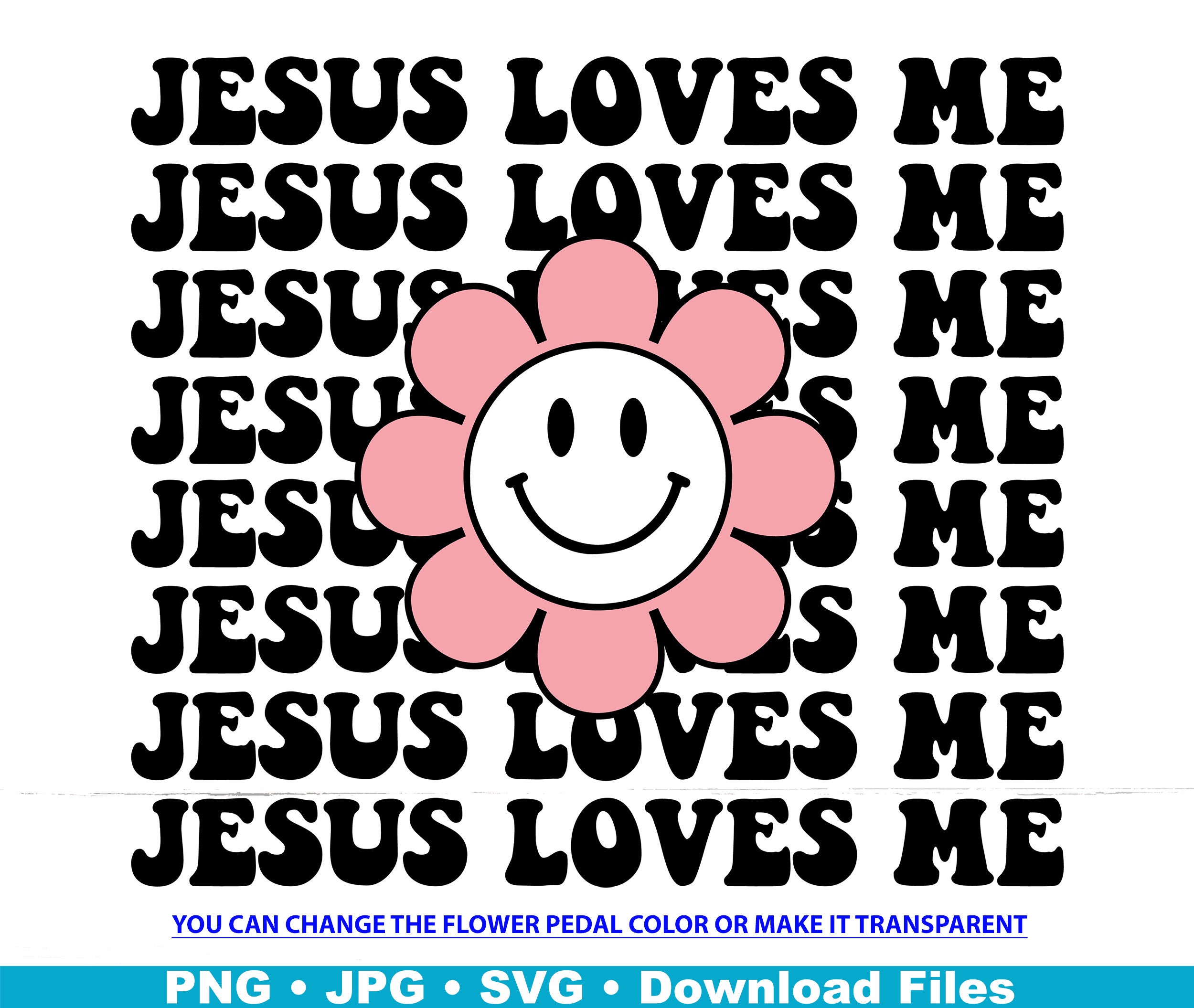 Jesus Loves Me SVG Retro Flower Smiley Face SVG Christian - Etsy