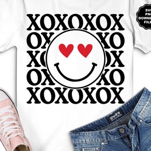 Smiley Face Retro Skater Valentines T-Shirt SVG, PNG, Hearts, XOXO, Valentines Sublimation, Valentines Decal, Cricut, Clipart