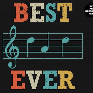 Bester Papa aller Zeiten SVG, Papa Musiknoten SVG, Musiker Papa Vater Musik Violinschlüssel Notizen Songwriter Komponist Sänger T-Shirt Sublimationsaufkleber