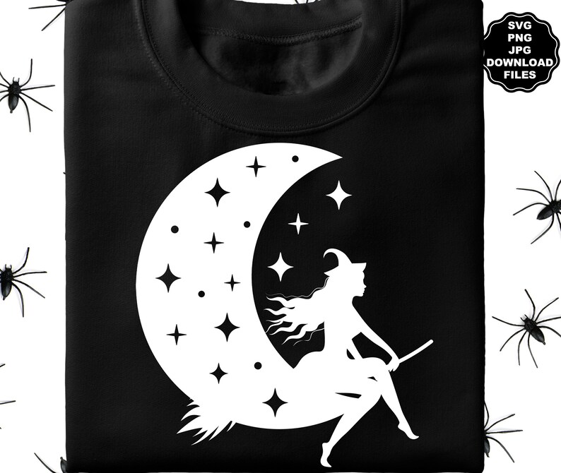 Cute Witch SVG Celestial Moon Witch SVG Witch Halloween Etsy