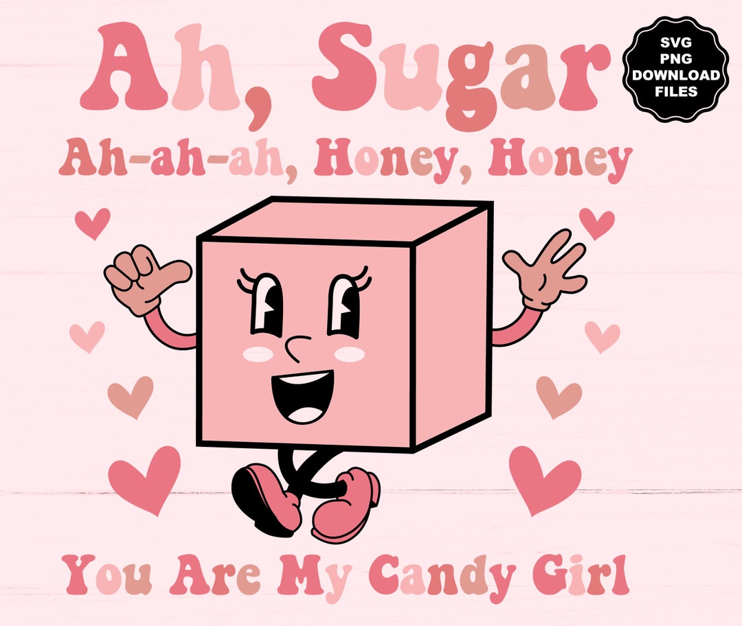 Valentine Retro Cartoon Sugar Cube Face Hands Feet SVG, Ah Sugar You