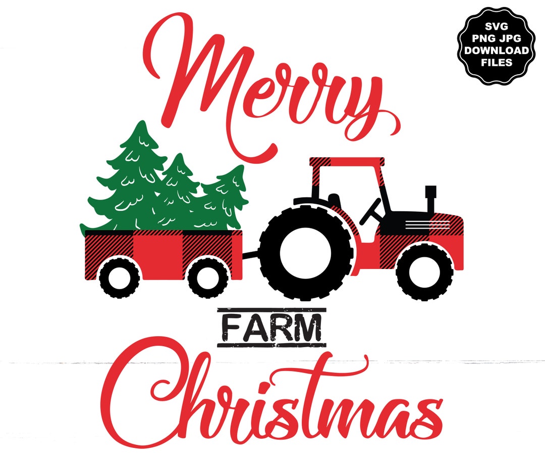 Merry Farm Christmas SVG, Merry Christmas Farm Tractor, Buffalo Plaid