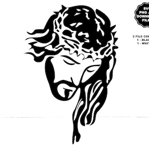 Jesús Silueta SVG, Jesús Corona de Espinas SVG, Jesús Calcomanía Automotriz, Jesús Camiseta SVG, Cristiano, Sublimación, Silueta Cricut, Calcomanía